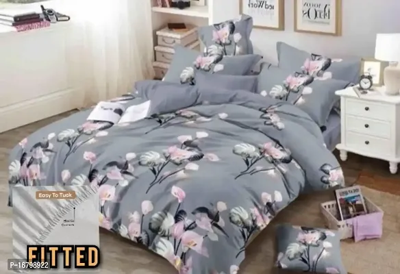 New Town Attractive Fitted 1 Bedsheet 2 Pillow Covers