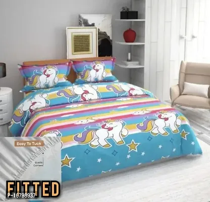 New Town Attractive Fitted 1 Bedsheet 2 Pillow Covers