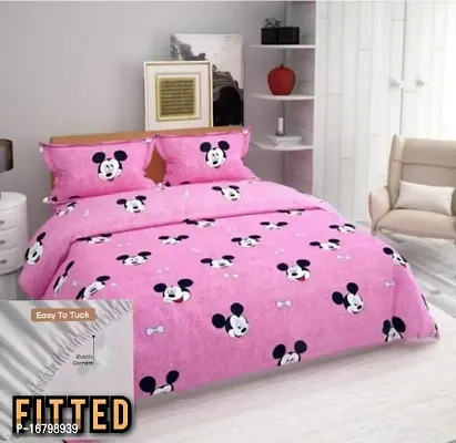 New Town Attractive Fitted 1 Bedsheet 2 Pillow Covers-thumb0