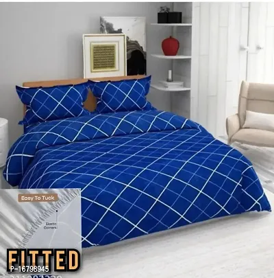 New Town Attractive Fitted 1 Bedsheet 2 Pillow Covers-thumb0