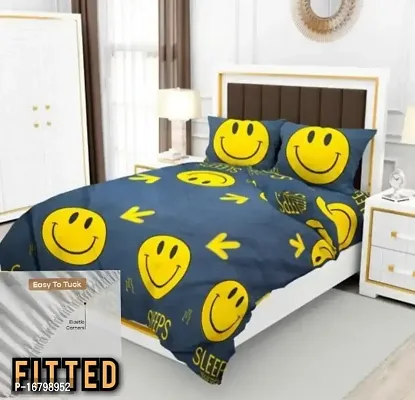 New Town Attractive Fitted 1 Bedsheet 2 Pillow Covers-thumb0