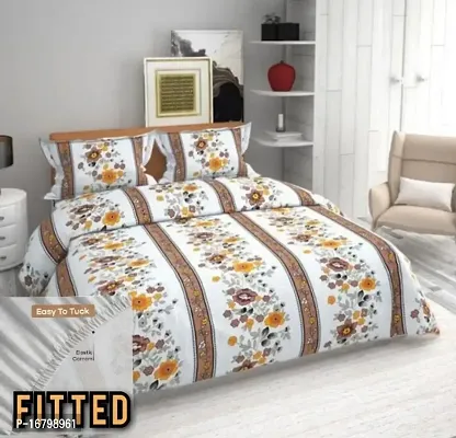 New Town Attractive Fitted 1 Bedsheet 2 Pillow Covers