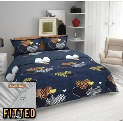 New Town Attractive Fitted 1 Bedsheet 2 Pillow Covers