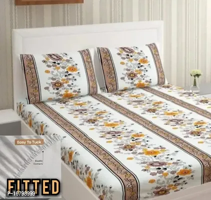 New Town Attractive Fitted 1 Bedsheet 2 Pillow Covers-thumb0