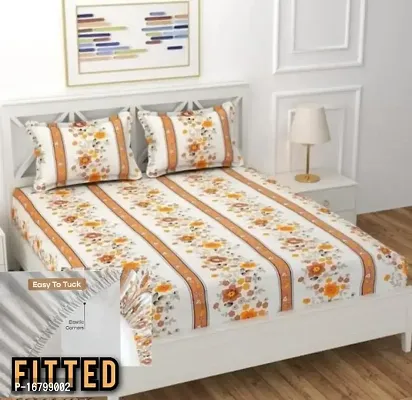 New Town Attractive Fitted 1 Bedsheet 2 Pillow Covers-thumb0