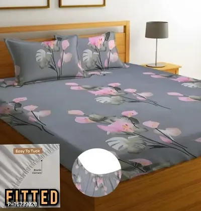 New Town Attractive Fitted 1 Bedsheet 2 Pillow Covers