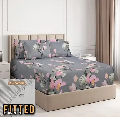 New Town Attractive Fitted 1 Bedsheet 2 Pillow Covers-thumb0