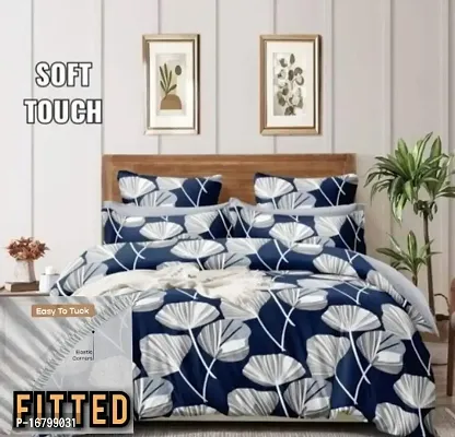 New Town Attractive Fitted 1 Bedsheet 2 Pillow Covers-thumb0