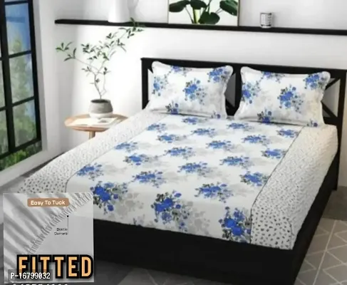 New Town Attractive Fitted 1 Bedsheet 2 Pillow Covers-thumb0