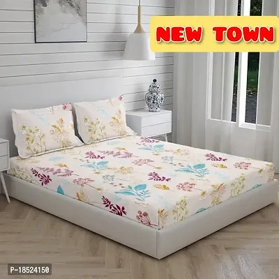NewTown Elastic Fitted Attractive Bedsheet With 2 Pillow covers