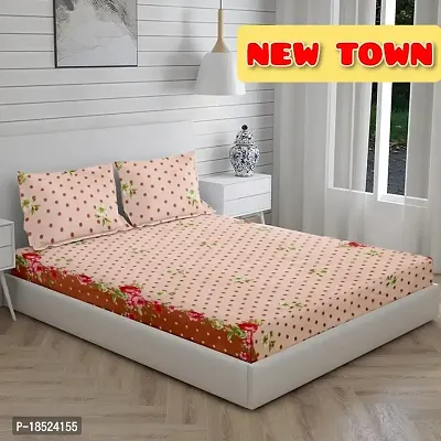 NewTown Elastic Fitted Attractive Bedsheet With 2 Pillow covers