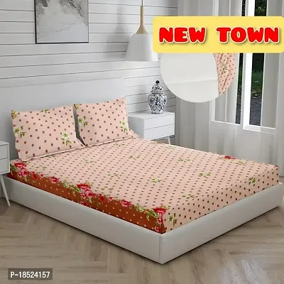 NewTown Elastic Fitted Attractive Bedsheet With 2 Pillow covers