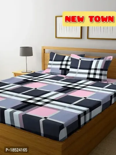 NewTown Elastic Fitted Attractive Bedsheet With 2 Pillow covers