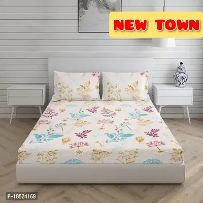 NewTown Elastic Fitted Attractive Bedsheet With 2 Pillow covers