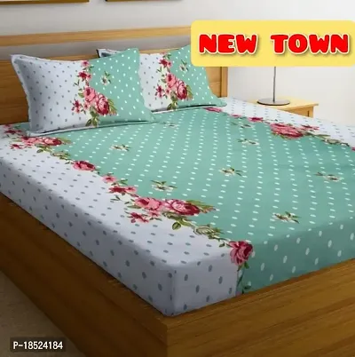 NewTown Elastic Fitted Attractive Bedsheet With 2 Pillow covers