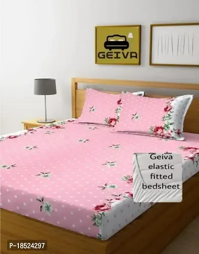 NewTown Elastic Fitted Attractive Bedsheet With 2 Pillow covers