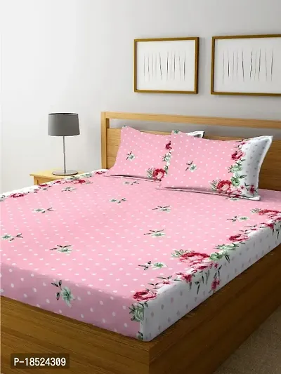 NewTown Elastic Fitted Attractive Bedsheet With 2 Pillow covers-thumb0