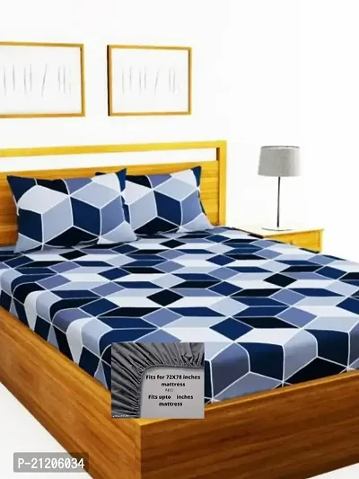 NewTown Elastic Fitted Attractive 1 Bedsheet With 2 Pillow covers