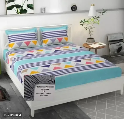 NewTown Elastic Fitted Attractive 1 Bedsheet With 2 Pillow covers