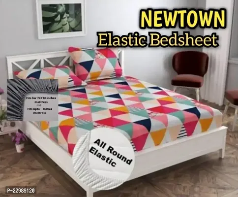 New Town Attractive Fitted 1 Bedsheet 2 Pillow Covers-thumb0