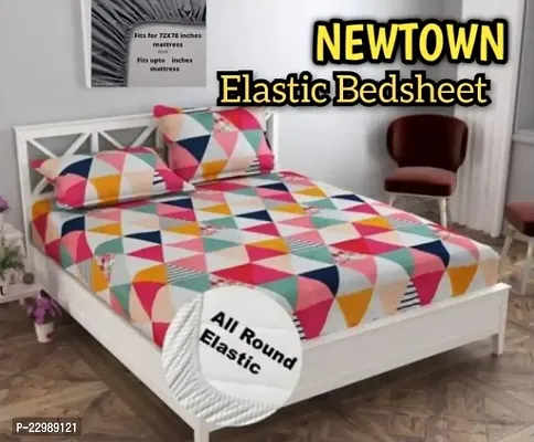 New Town Attractive Fitted 1 Bedsheet 2 Pillow Covers-thumb0