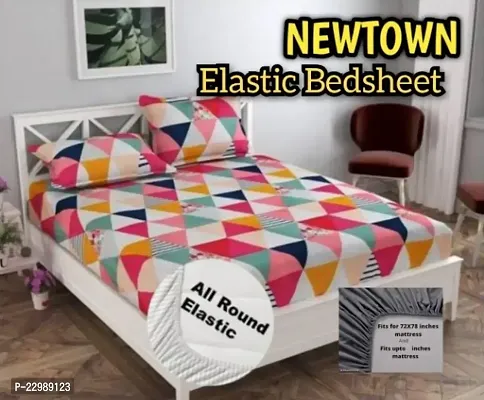 New Town Attractive Fitted 1 Bedsheet 2 Pillow Covers-thumb0