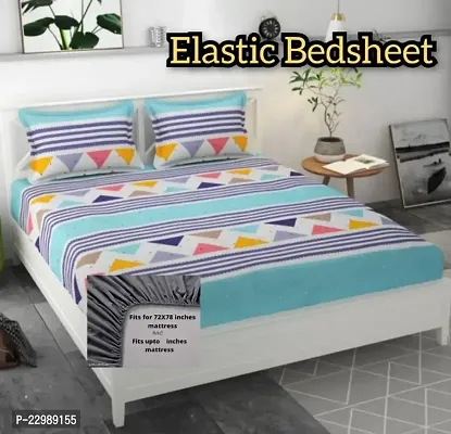 New Town Attractive Fitted 1 Bedsheet 2 Pillow Covers-thumb0