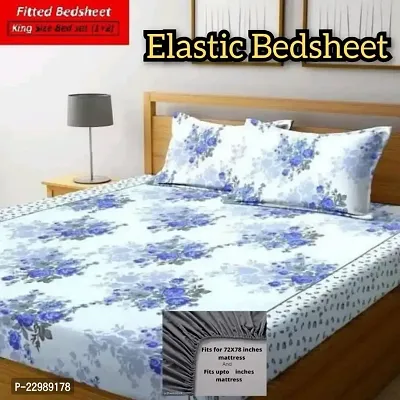 New Town Attractive Fitted 1 Bedsheet 2 Pillow Covers-thumb0