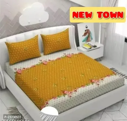 New Town Attractive High Quality Fitted 1  Bedsheet 2 Pillow Covers-thumb0