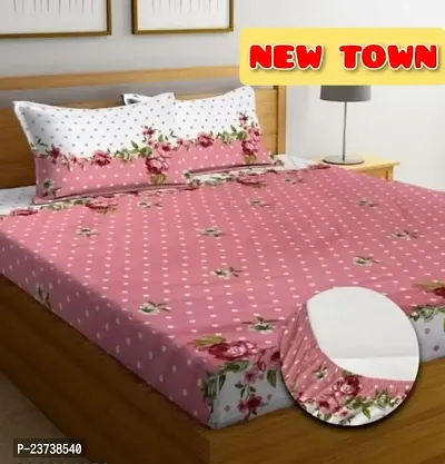 New Town Attractive High Quality Fitted 1  Bedsheet 2 Pillow Covers-thumb0