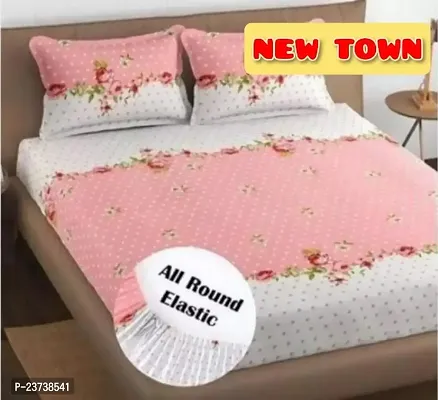 New Town Attractive High Quality Fitted 1  Bedsheet 2 Pillow Covers-thumb0