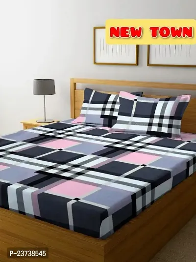 New Town Attractive High Quality Fitted 1  Bedsheet 2 Pillow Covers-thumb0