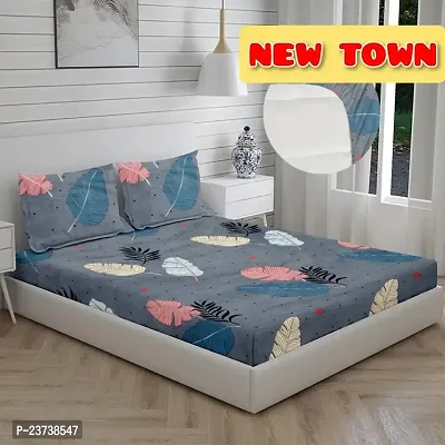 New Town Attractive High Quality Fitted 1  Bedsheet 2 Pillow Covers-thumb0