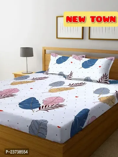 New Town Attractive High Quality Fitted 1  Bedsheet 2 Pillow Covers