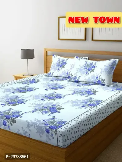 New Town Attractive High Quality Fitted 1  Bedsheet 2 Pillow Covers-thumb0