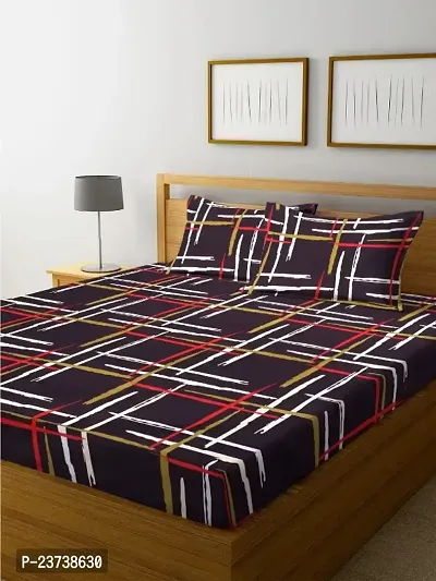 New Town Attractive High Quality Fitted 1  Bedsheet 2 Pillow Covers-thumb0