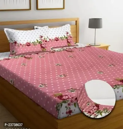 New Town Attractive High Quality Fitted 1  Bedsheet 2 Pillow Covers-thumb0
