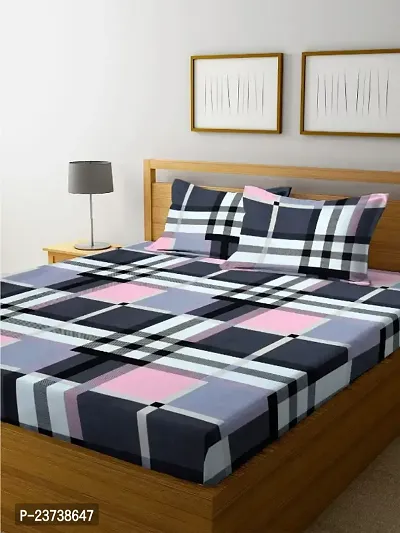 New Town Attractive High Quality Fitted 1  Bedsheet 2 Pillow Covers-thumb0