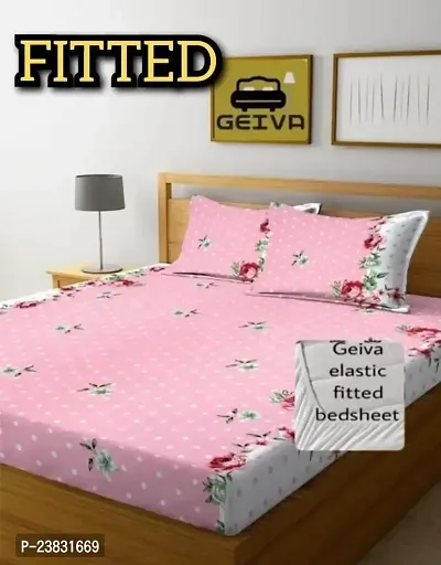 NewTown Elastic Fitted Attractive Bedsheet With 2 Pillow covers