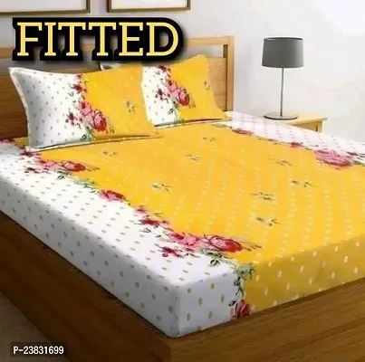 NewTown Elastic Fitted Attractive Bedsheet With 2 Pillow covers-thumb0