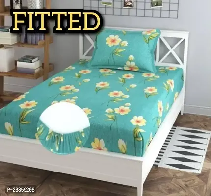 New Town Attractive Single 1 Fitted bedsheet  1 Pillow Cover