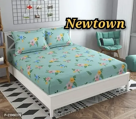 New Town All Around 1 Attractive Fitted Bedsheet with 2 Pillow Covers