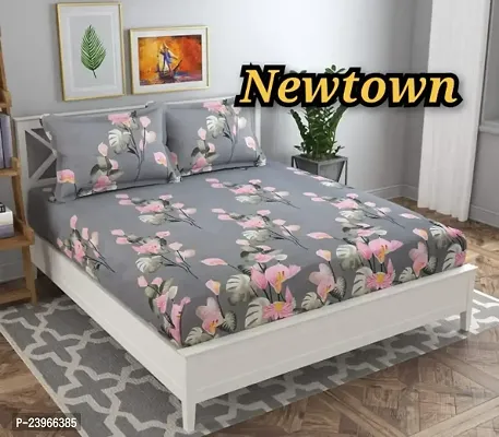 New Town All Around 1 Attractive Fitted Bedsheet with 2 Pillow Covers-thumb0