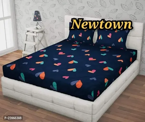 New Town All Around 1 Attractive Fitted Bedsheet with 2 Pillow Covers-thumb0