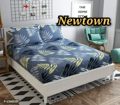 New Town All Around 1 Attractive Fitted Bedsheet with 2 Pillow Covers-thumb0