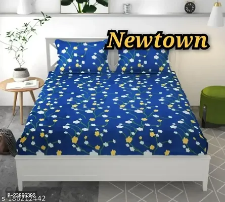 New Town All Around 1 Attractive Fitted Bedsheet with 2 Pillow Covers-thumb0