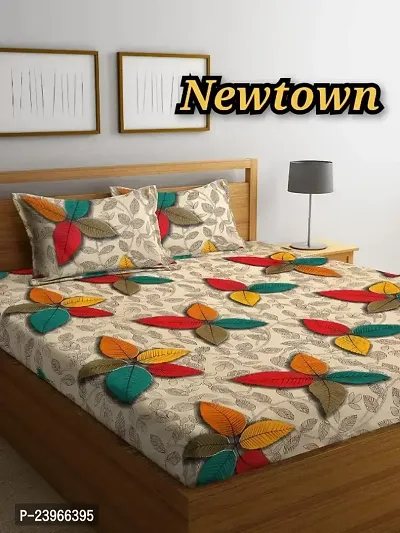 New Town All Around 1 Attractive Fitted Bedsheet with 2 Pillow Covers-thumb0