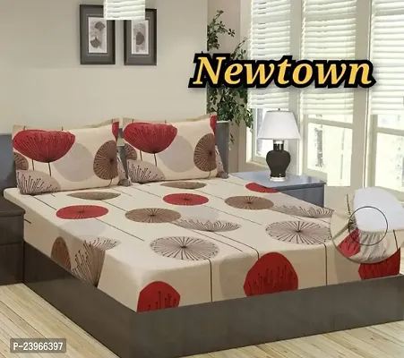 New Town All Around 1 Attractive Fitted Bedsheet with 2 Pillow Covers-thumb0