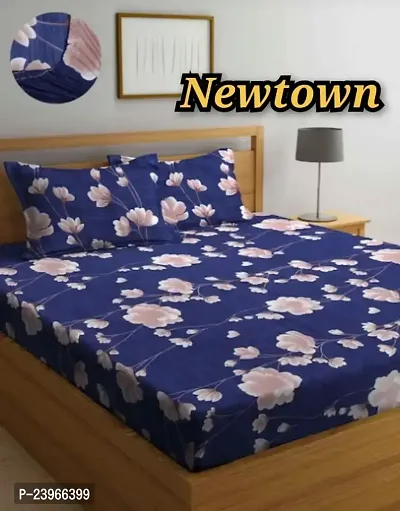 New Town All Around 1 Attractive Fitted Bedsheet with 2 Pillow Covers-thumb0