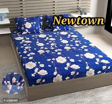 New Town All Around 1 Attractive Fitted Bedsheet with 2 Pillow Covers-thumb0